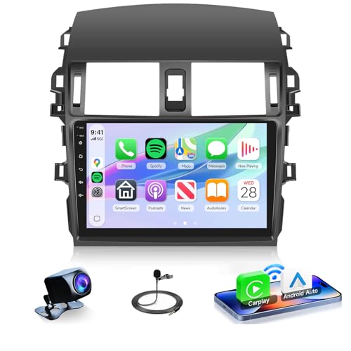 4Core 4G+64G Android 15 Car Radio for Toyota Corolla 2009-2013 Car Stereo Wireless Carplay, Rimoody 9'' HD Touchscreen Mirror Link GPS Navigation 5G-WiFi Bluetooth FM/RDS EQ-32 SWC Backup Camera