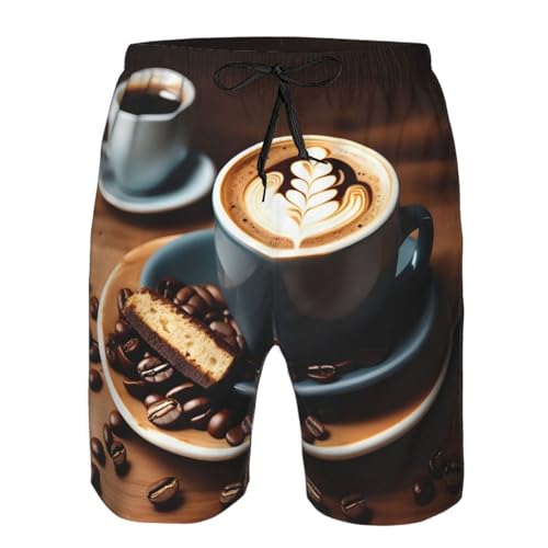 Delicious Coffee Print Stylish Beach Shorts Swim Trunks Lightweight Breathable Summer Outdoor Activities4