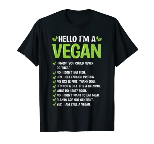 Hola soy un vegano sin carne a base de plantas dieta divertido vegetariano Camiseta