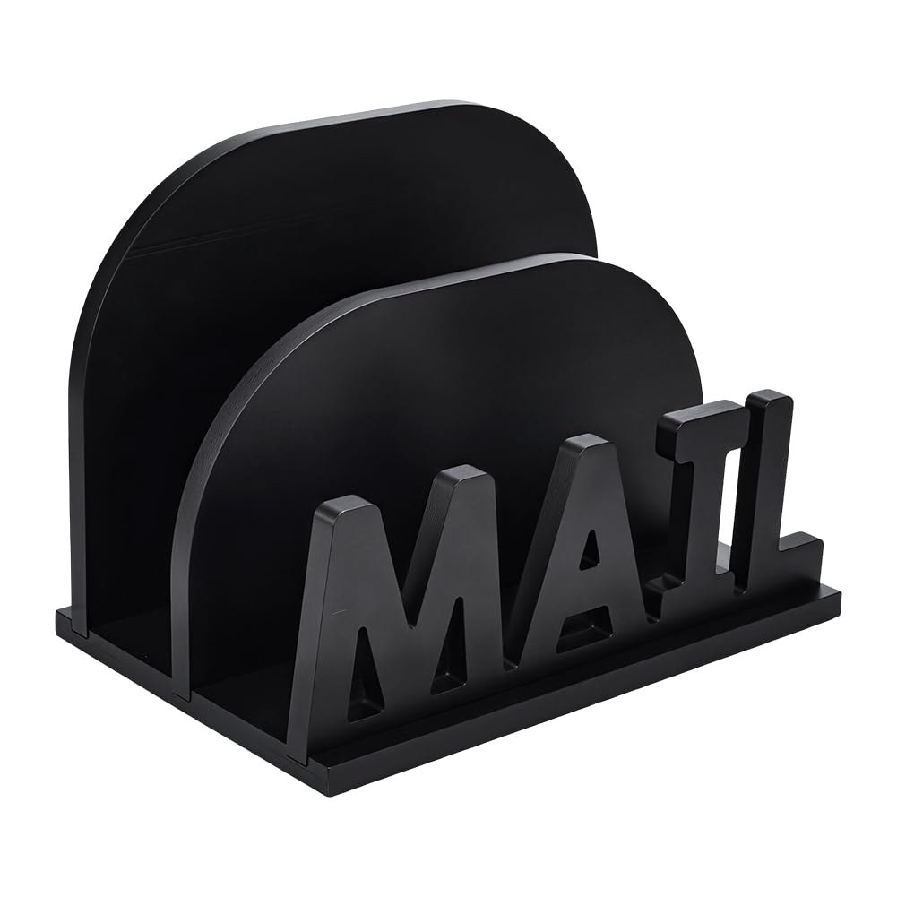 NBEADS Organiseur de Courrier à 2 compartiment, Organiseur de Courrier en Bois pour Bureau Présentoir à Courrier de Comptoir pour Bureau Support de Rangement pour Enveloppes et Documents 228x150x165mm