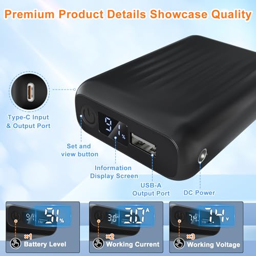 Batería portátil para chaleco térmico 18400mAh con salida USB y USB-C miniatura 4
