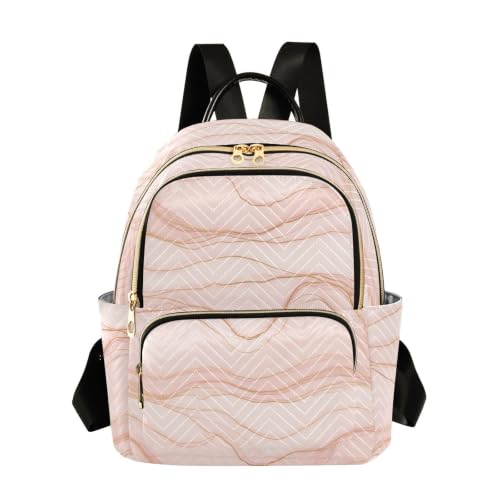 Sac à dos marbre rose doré femme matelassé tendance sac de jour