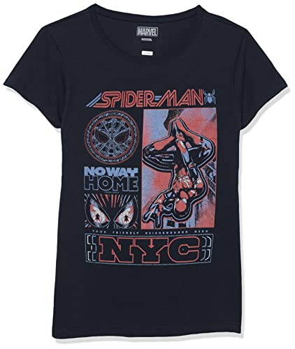 Marvel Little Big Spider-Man: No Way Home Streetwise – Camiseta de manga corta para niñas, Azul marino, M
