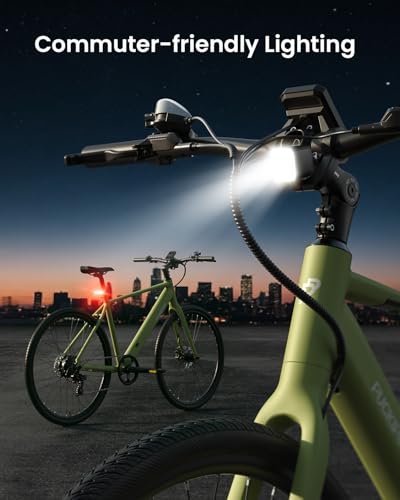 PUCKIPUPPY Electric Bike for Adults, 42lb Air-Light Aluminum Ebike with Torque Sensor, 28" Electric Bicycle with 360Wh Energy Battery, 600W 25MPH Peak E Bike, 7 Speed, 45Nm, Leather seat (Yellow)