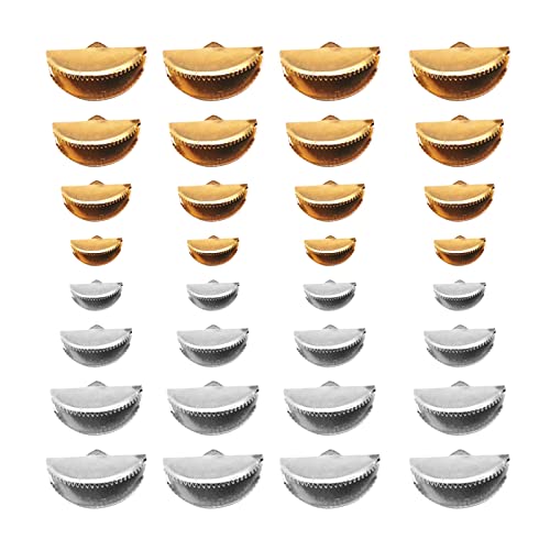 YWNYT 400pcs Extrémités de Cordon à sertir en Ruban Demi-Rond, 10/13/15/20mm fermoirs Demi-Ronds, fermoirs de Cordon de sertissage, Capuchons, fermoirs pour la Fabrication de Bijoux Cover