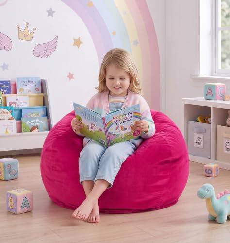 Image of Hobestluk 2FT Bean Bag Chairs Small BeanBag Chair Velvet Fabric