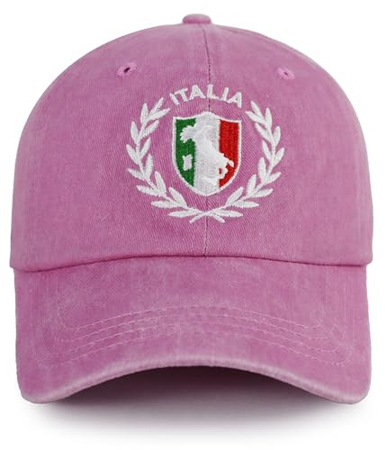 Tohheasp Italian Flag Hat, Italian Gifts, Adjustable Embroidered Italia Baseball Cap, Christmas Birthday Italy Souvenirs Gifts for Women Men Dad Mom Friends Pink