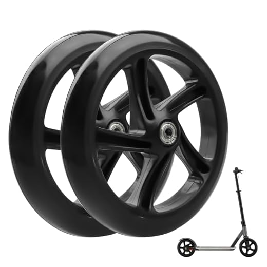 2 Stück Stunt Scooter Rollen 200mm, Ersatzräder mit Zweiachsig, Hochwertige Vollgummi-Rollen, Scooter Reifen, Anti-Rutsch & Stoßfest, Universell für E-Roller (Schwarz)