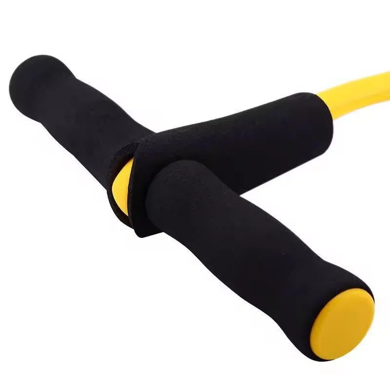 Image of RENRANRING Yoga Pedal Puller Resistance Band-4 Pull Reducer Tummy Training Foot Pedal Exercise Fitness Band, Body Building Stretching Band Men and Women (Yellow)