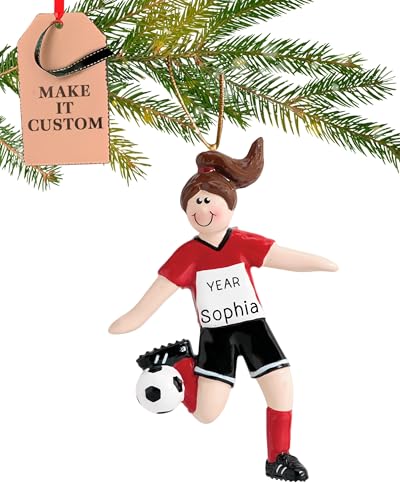 Personalised Football Ornament 2025 – Fast & Free 24h Customisation – Sport Christmas Ornaments for Tree – Custom Gift Wrapped Girl Keepsake for Soccer Players, Fans