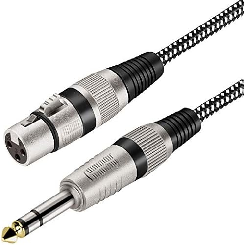 XLR Female to 1/4 Inch TRS Cable 50 FT, Nylong Braided XLR 3 Pin Female to 6.35mm TRS Male Balanced Wire Mic Cord (Pure Copper Conductors)