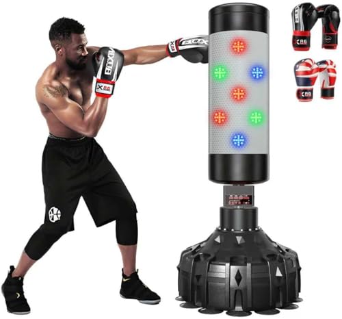Smart Music Punching Bag 69 4 Training Modes Can Connect to Bluetooth Smart Music Boxing Bag with 2 Pairs of Boxing Gloves for Home Office and Gym Workout. (69 Punching Bag with Golves)