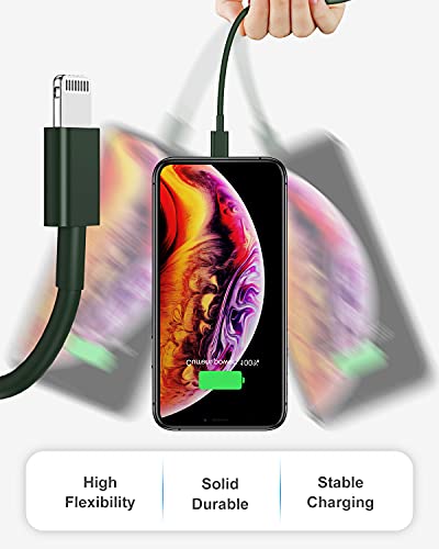 Image of 4 Pack [Apple MFi Certified] Apple Charging Cables 6ft, iPhone Chargers Lightning Cable 6 Foot, Fast iPhone Charging Cord for iPhone 12 /11 /11Pro /11Max / X /XS /XR /XS Max /8 /7, ipad(Dark Green)
