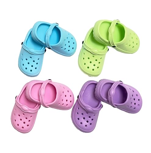 HXIELEC 4 Pairs Classic Clogs for 18 Dolls - Macaron Color EVA Slip-On Shoes Fits Most 18 Dolls Dress Up Gift Set