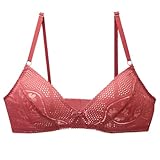 ALDOLA BH große brüste starker Halt Rot ohne bügel Damen Bralette für büstenhebe Damen Spitze Push up mit Abnehmbare Träger Bra weich bequem(Größe:100D)