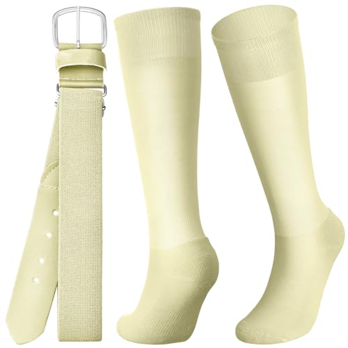 Image of Zhanmai Baseball Belt and Socks Combo, Adjustable Elastic Belt and Softball Socks, Multiple Sizes for Youth Boys Girls, Adult