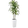 Artificial dracaena tree 7ft uv resistant fake plants with white taper planter lifelike tall artificial floor plants for indoor outdoor faux tree for home courtyard decor  urban country home decor