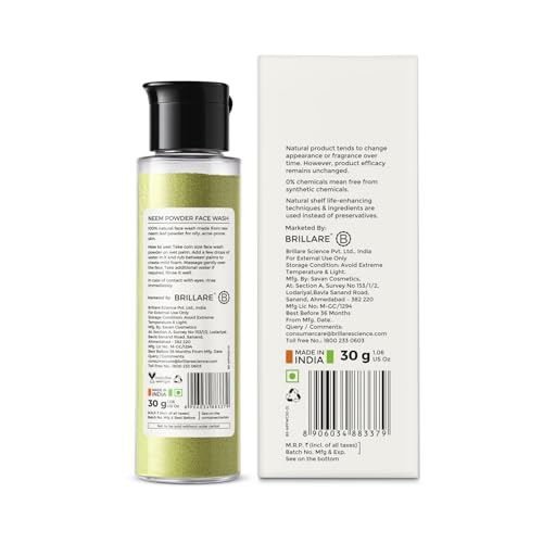 Image of Brillare Neem Powder Face Wash Fights Acne, Pimples & Blemishes 100% Natural & Zero Chemical Face Wash for men and women