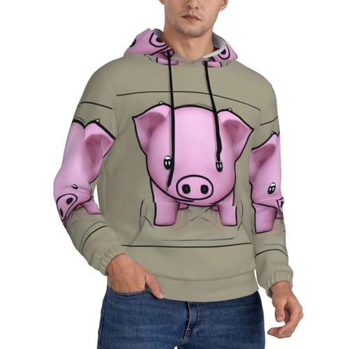 Pull à capuche imprimé cochon poudre homme sweat Noir XXL mode décontractée