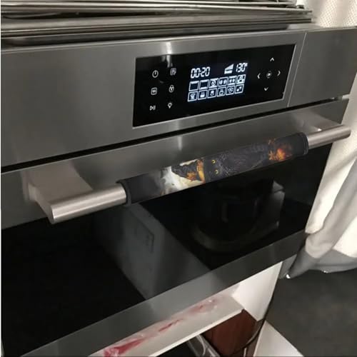 Image of 6 Pcs Fridge Microwave Door Handle Covers Universal Kitchen Appliance Protective Gloves Water-Resistant Keep Handles Clean, Wizard Hat Black Cat Crow Maple Moon Pumpkin