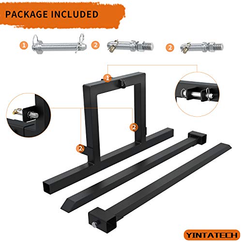 Image of YINTATECH 3 Point Hitch Pallet Fork 1500 lbs Capacity Adjustable Pallet Fork Attachments for Category 1 Tractor