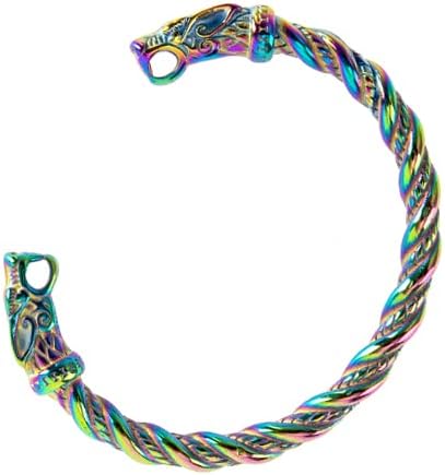 TURTLEDOVE Fenrir - Brazalete de fenrir de acero inoxidable ajustable, escandinavo escandinavo, Acero inoxidable, Sin gemas.