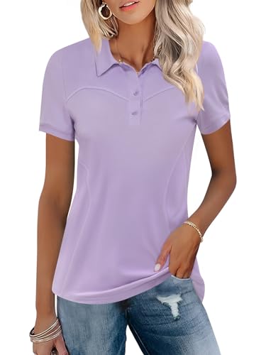 TFSDOD Polo de golf à manches courtes pour femme -...