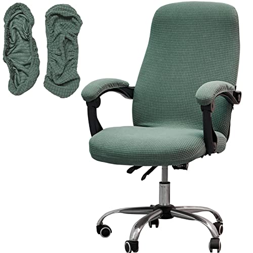 Melaluxe Office Chair Cover with Armrest Covers， Universal Stretch Desk Chair Cover, Computer Chair Slipcovers (Size: L) - Matcha Green