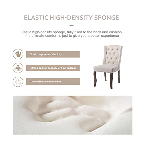 Nrizc Velvet Dining Chairs Set Of 4, Wingback Tufted Dining Chairs With Button Back, Nailhead Trim, Mid Century Modern Dining Chairs For Kitchen, Bedroom, Dining Room (Beige) #TOP4