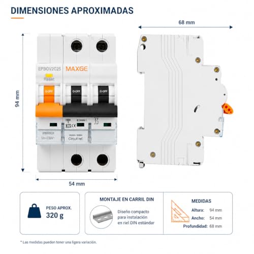 Protección combinada sobretensiones IGA permanente con 15kA de capacidad máxima de descarga 3