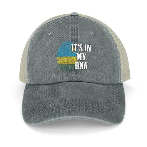 Yelolyio It's in My DNA Drapeau du Rwanda Casquette arrière réglable en maille avec empreintes digitales Casquette de baseball Rwanda Casquette de baseball Country Pride Casquette de baseball rétro