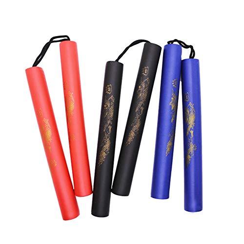 Smoostart Nunchuck, Nunchucks de espuma para entrenamiento de adultos y niños, nunchucks de seguridad de goma de espuma para artes marciales (negro)