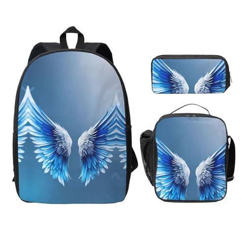 Sac à dos ailes d'ange ultra léger EdWal ensemble 3 pièces avec sac repas et trousse noire