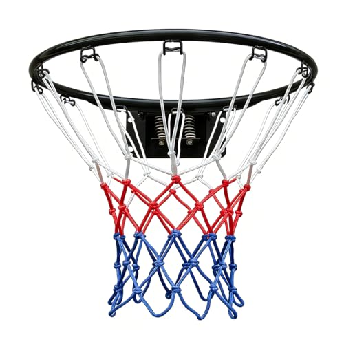 Rakon Adjustment Basketball Rim Replacement 18\" Wall Mounted Outdoor Basketball Hoop with Black Spring and Net