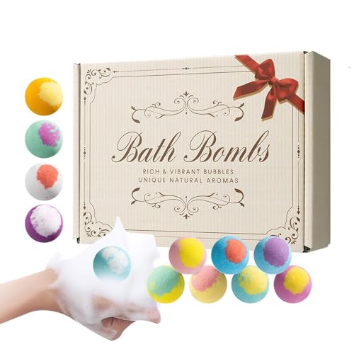 Bolas de baño | Productos de cuidado de baño de espuma natural | 12 baños de burbuja perfumados - para adultos, mujeres, madres, esposas, casas, bañeras, viajes