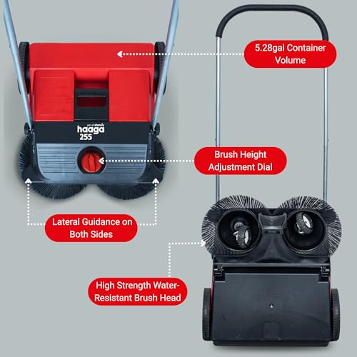 Miniatura 3 de Haaga 255 - Barredora Manual Con Sistema De Barrido Turbo, Capacidad De Barrido 1600 M H, Capacidad Del Depósito 20 Litros