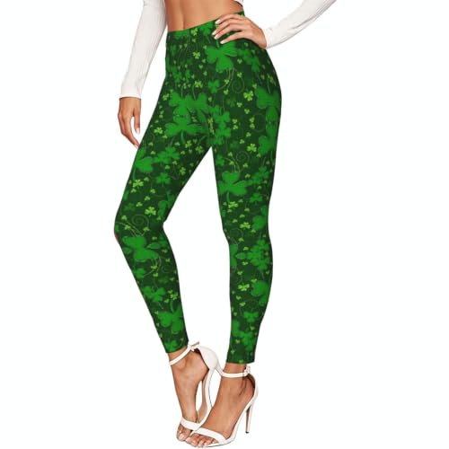 Leggings de San Patricio con brillo para mujer mallas de compresión suave