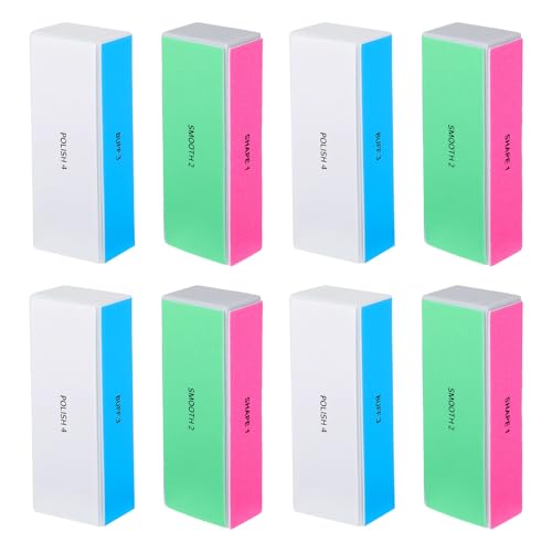 Ptwola 8 unidades de bloques de brillo de uñas, limas de bloque de uñas acrílicas naturales, esmalte de gel más suave, pulidor de uñas, pulidor de uñas para pedicura profesional, kits de herramientas