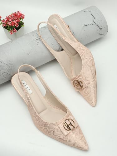 Image of ELLE Women's Pointed Toe Kitten Heel Sling Back Mules