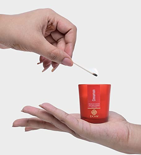 Image of EKAM Cinnamon Votive Soy Wax Scented Candle, 40 Grams, 10 Hours Burn Time| Long Lasting Premium Candles | Ideal for Home Decor | Gifting & Aromatherapy (Pack of 9)