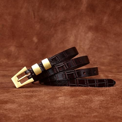 Women's Skinny Leather Belt - Adjustable Thin 1.3cm Wide Waist Strap With Gold Buckle For Dresses Jeans2