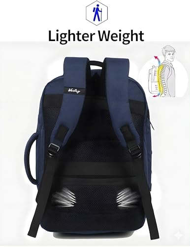 Image of Wesley Luxur 45 Ltrs Overnighter Expandable Travel Laptop Backpack, Flight Cabin Approved Carry On with 16 inch Laptop Compartment, Anti Theft business /Travel /Weekender /college Bags for Men Women
