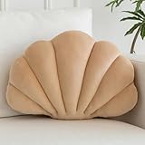 ZCNYCLAM Shell Pillow, Shell Shaped Decorative Throw Pillows with Velet for Couch Bed, Cute Seashell Beachy Room Decor Aesthetic Throw Pillows for Bedroom Living Room(13x10 Inches, Champagne)