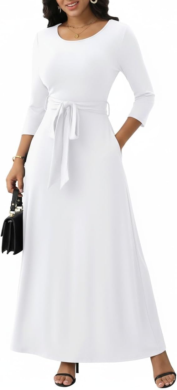 FANDEE Long Dress for Women Casual African Print Empire Waist Maxi Dresses for Wedding Guest, Church, M-3XL