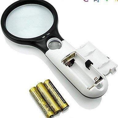 Handlupe mit 75-mm-3-facher / 22-mm-45-facher Vergrößerung und 3-LED-Lichtplatte