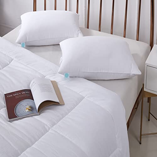 Martha Stewart Tencel™ Lyocell/Cotton Blend White Feather And Down Bed Pillow - Medium Firm - 2 Pack - Jumbo Size #TOP1