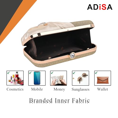 Image of ADISA Studded formal party clutch with gold chain for women and girls (CL107)