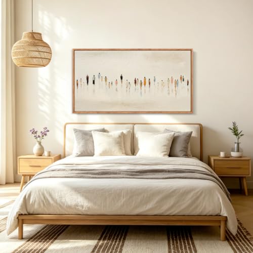 Image of CHDITB 3D Textured People Silhouette Wall Art,Cream Tone Crowd Figure Decor