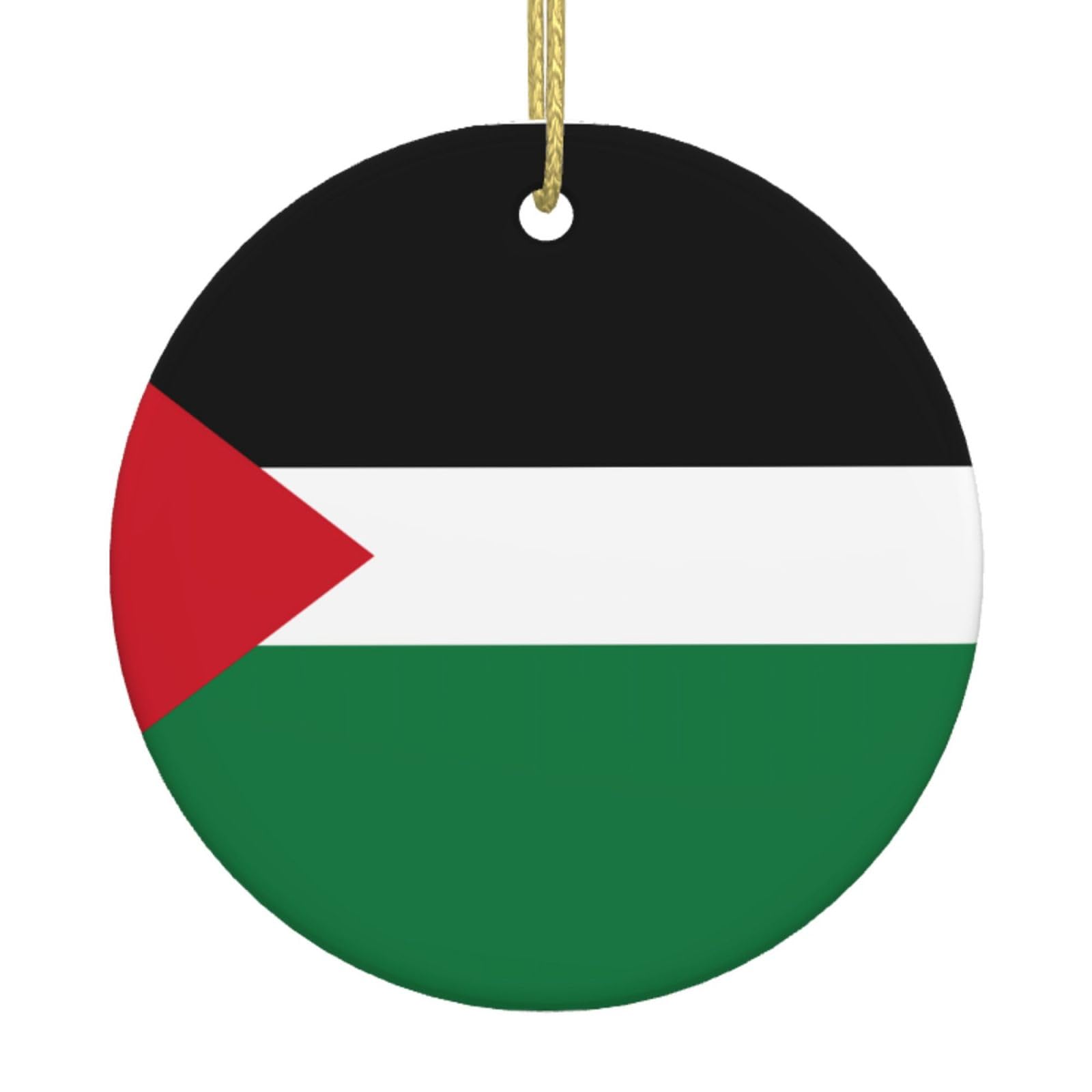 Flag of The State of Palestine Printed Christmas Tree Ceramic Ornaments Holiday Decoration Christmas Unique Pendant for Christmas Party