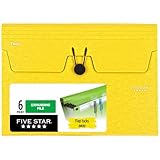 Five Star Expanding File Organizer, 6-Pocket Accordian File Organizer, Bungee Closure, Holds 11' x 8-1/2', Harvest Yellow (350100G-ECM)